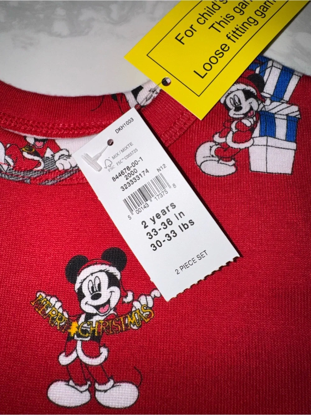 Gap Disney Mickey Mouse and Minnie Toddler Holiday Pajamas 2T